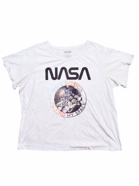 NASA Graphic T-Shirt 2X Light Blue Astronaut Logo Tee Space Shirt Plus Size
